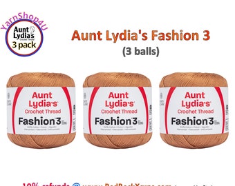 COPPER MIST Fashion 3 Size Aunt Lydia Crochet Thread. One 3 Pack of Aunt Lydia's Fashion 3 Crochet Thread. 3 balls/150yds ea. Item #182.0310