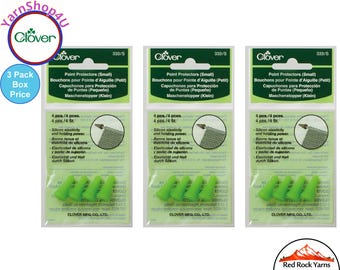 Box of 3! 4 tips per packet so that's 12 total. Small Green Clover Point Protectors that Fit Needles 4 to 7. Bulk buy. Box Price #333/S