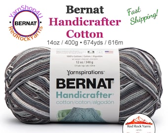PEPPER VARG - 12oz | 573 yards! Bernat Handicrafter Big Ball 100% Cotton Yarn. Item 16203434050