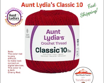 VICTORY RED - Aunt Lydia's Classic 10 Crochet Thread. 350yds. Item #154-0494