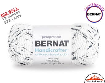 SALT AND PEPPER - 12oz | 573 yard! Bernat Handicrafter Big Ball 100% Cotton Yarn. Item 16203434004