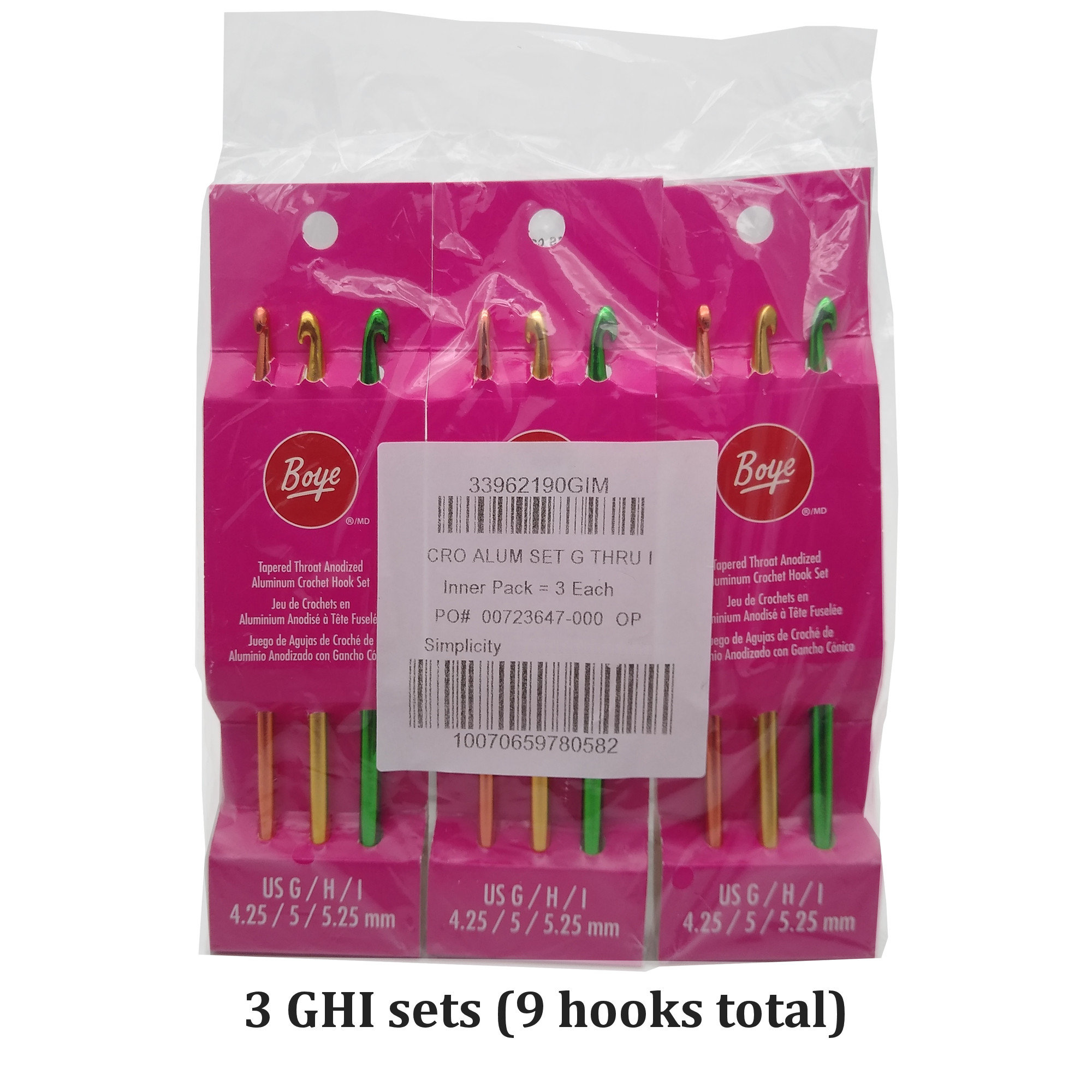 BULK BUY Boye Crochet Hooks B, C, D, E, F, G, H, I, J, K, L, N Pick Your  Sizes/setss You Get THREE of Each You Select 