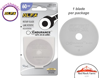 60mm OLFA ENDURANCE BLADE Rotary Cutting Blade Cuts Twice as Long for long lasting performance. RB60H-1