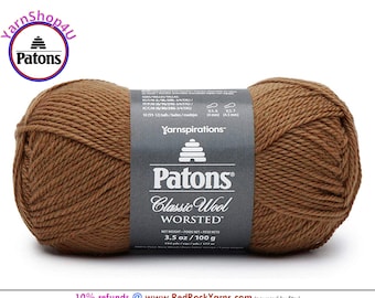 BROWN MUSTARD - Patons Classic Wool Worsted Yarn Medium Weight (4). 100% wool yarn. 3.5oz | 194 yards (100g | 177m)