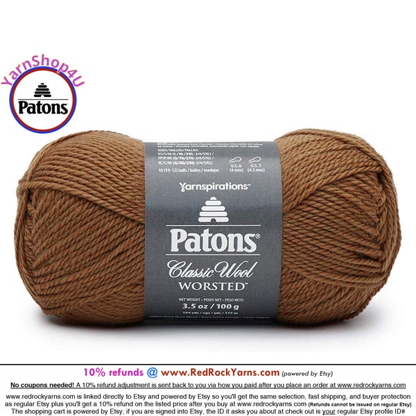 BROWN MUSTARD - Patons Classic Wool Worsted Yarn Medium Weight (4). 100% wool yarn. 3.5oz | 194 yards (100g | 177m)