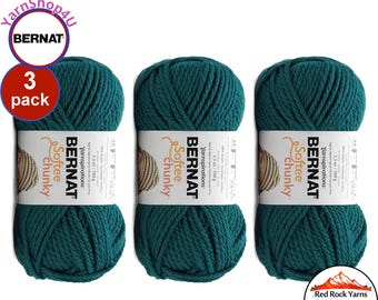 TEAL 3 pack! Bernat Softee Chunky Yarn Super Bulky Yarn. 3.5oz | 108yds | 100% Acrylic Yarn. 3 skeins per pack = Bulk Buy!