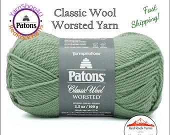 BASIL - Patons Classic Wool Worsted Yarn Medium Weight (4). 100% wool yarn. 3.5oz | 194 yards (100g | 177m)