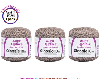 TAUPE CLAIR 3 pack! Aunt Lydia's Classic 10 Crochet Thread. 350yds. Item #154-8550