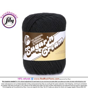 BLACK - 2.5oz | 120yd The Original Lily Sugar N Cream 100% Cotton Yarn (2.5 ounce / 120 yards)