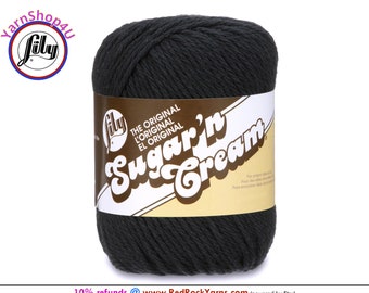 BLACK - 2.5oz | 120yd The Original Lily Sugar N Cream 100% Cotton Yarn (2.5 ounce / 120 yards)