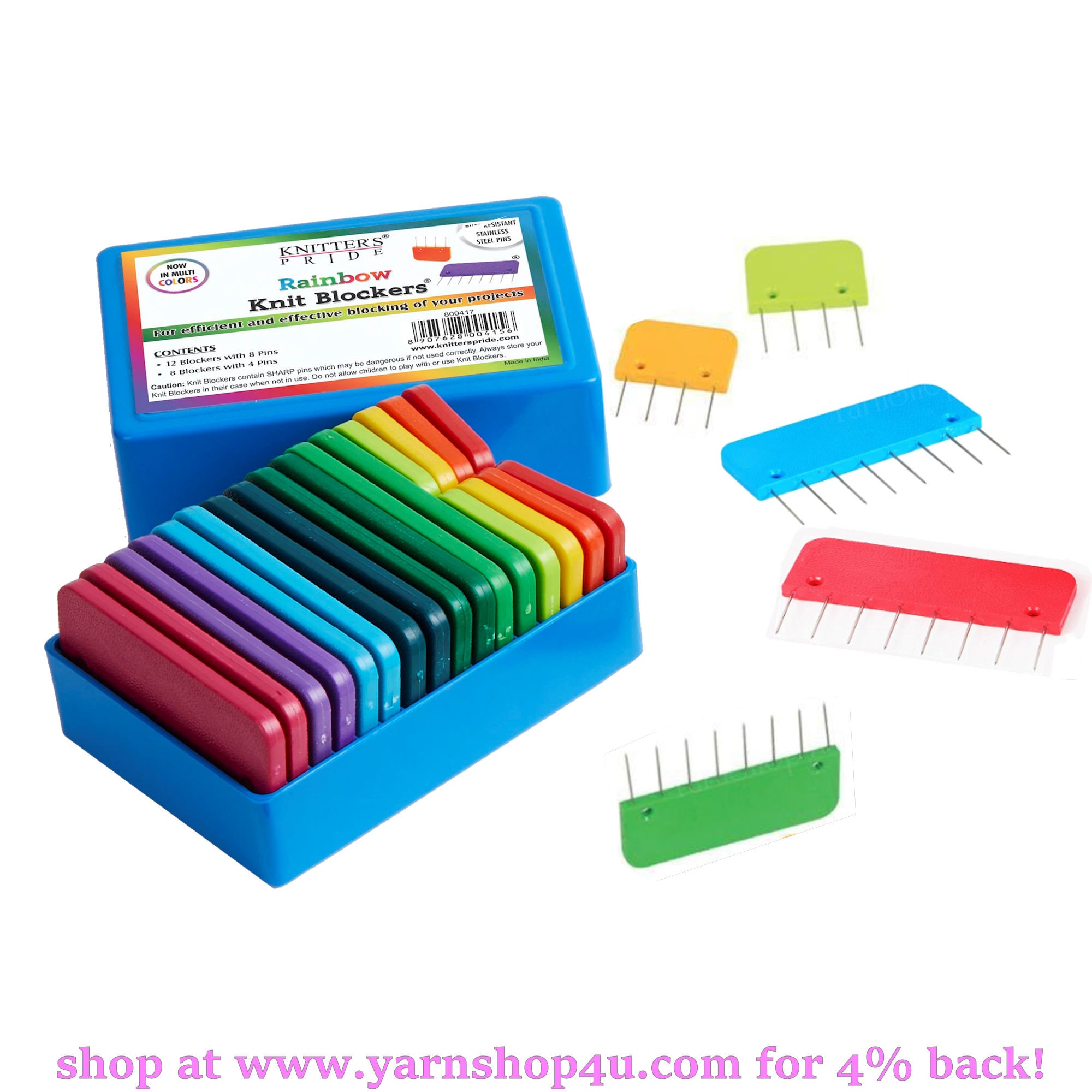 KNIT BLOCKERS Knitter's Pride Blocking Pins. 20 Rainbow Colored Pin