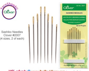 Sashiko Needles by Clover have straight shafts, large eyes and sharp points for easy fabric insertion. 8/pkg (4 sizes, 2 of each size) #2007