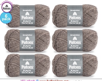 FLAX 6 Pack! Patons Kroy Socks Yarn is 1.75oz | 166yds Super Fine Weight (1) Sock Yarn. A Blend of 75/25% Wool/Nylon (50g | 152m)