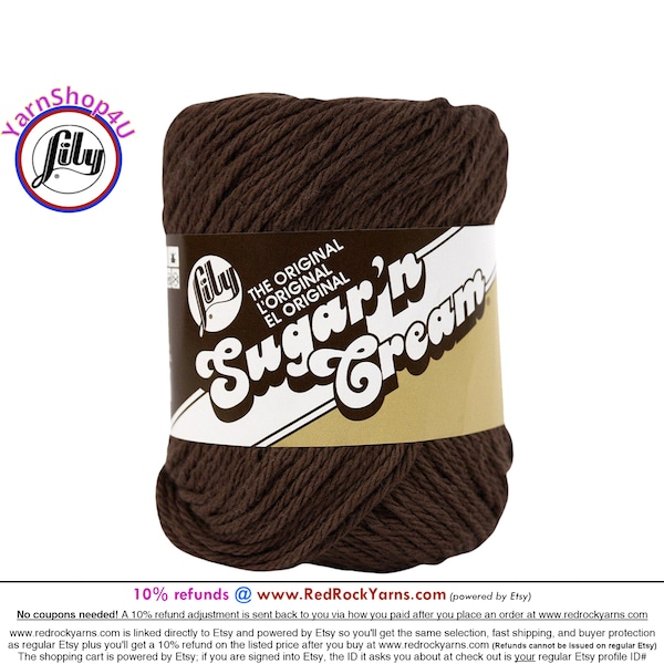 WARM BROWN - 2.5oz | 120yd The Original Lily Sugar N Cream 100% Cotton Yarn (2.5 ounce / 120 yards)