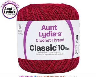 CARDINAL RED - Aunt Lydia's Classic 10 Crochet Thread. 350yds. Item #154-0196