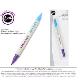 Dritz Dual Purpose Twin Fabric Marking Pen (Water soluble blue + Air & water soluble purple) Made in Japan. Dritz #673-60