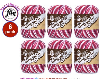 LOVE OMBRE 6 Pack! 2oz | 95yds each. Lily Sugar N Cream The Original 100% Cotton Yarn. 2 ounces / 95 yards ea. 6 skein bag = Bulk Buy!