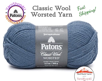 COUNTRY BLUE - Patons Classic Wool Worsted Yarn Medium Weight (4). 100% wool yarn. 3.5oz | 194 yards (100g | 177m)
