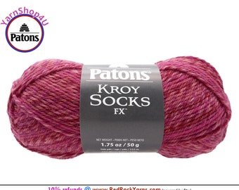 GERANIUM COLORS - Patons Kroy Socks Fx Yarn is 1.75oz | 166yds Super Fine Weight (1) Sock Yarn. A Blend of 75/25% Wool/Nylon (50g | 152m)