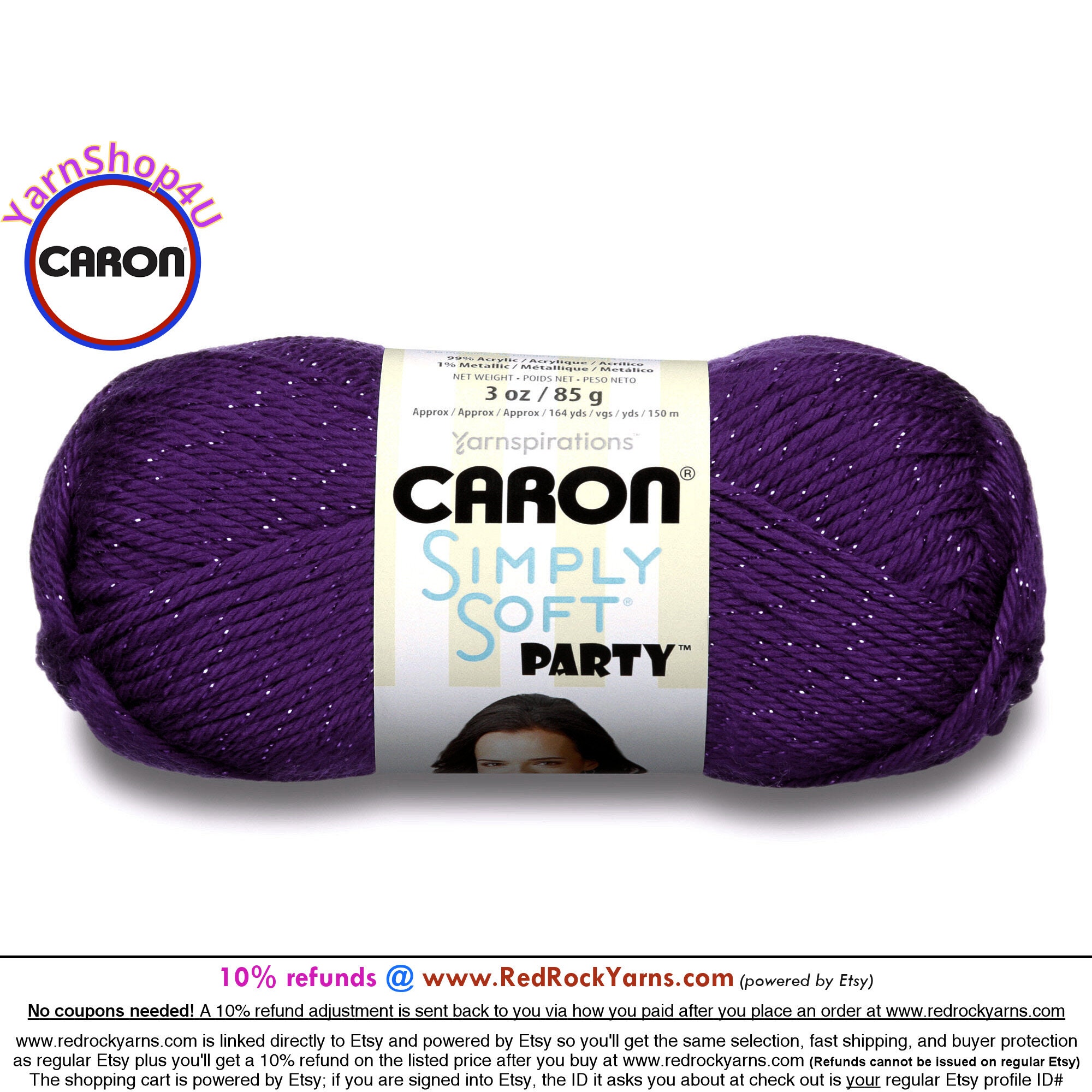 Mainstays 5 oz Sparkle Acyrilic Yarn, 97% Acyrilic 3% Other Fiber, Sweet Violet, Purple