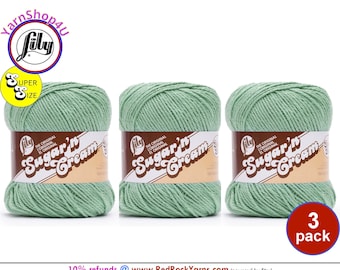 JADE MIST - 3 Pack! Super Size 4oz | 190yds. 100% Cotton yarn. Original Lily Sugar N Cream. Color #18813 (4 ounces | 190 yards). 3 skeins!