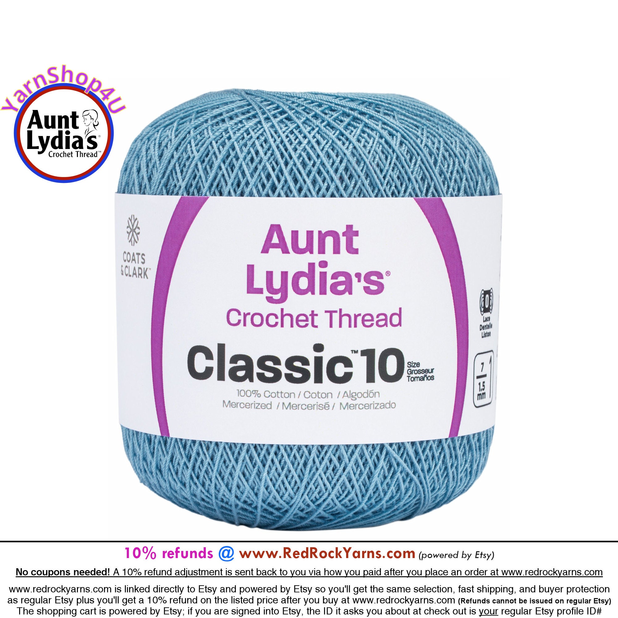 Aunt Lydia's Classic Crochet Thread Size 10-Shades Of Blue