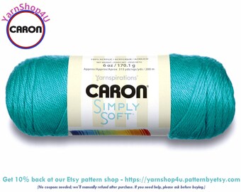 BLUE MINT - Caron Simply Soft Brites 6oz / 315yds (170g / 288m) No Dye Lot. 100% Acrylic yarn. Item H970039608