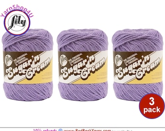 HOT PURPLE 3 Pack! 2.5oz | 120yd The Original Lily Sugar N Cream 100% Cotton Yarn. 3 Skeins Bulk Buy!