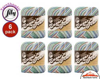 STONEWARE OMBRE 6 Pack! 2oz | 95yds each. Lily Sugar N Cream The Original 100% Cotton Yarn. 2 ounces / 95 yards ea. 6 skein bag = Bulk Buy!