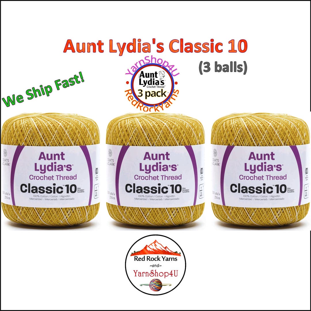 ヒトデ ドヨン MIMOSA 3 Pack! Aunt Lydia's Classic 10 Crochet Thread. 300yds