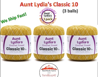 MIMOSA 3 pack! Aunt Lydia's Classic 10 Crochet Thread. 300yds. Item #154-0223