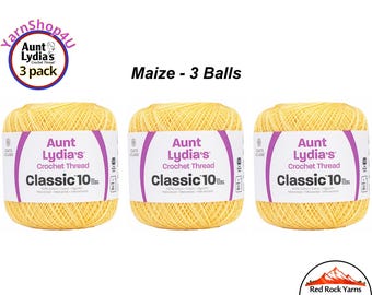 MAIZE 3 Pack! Aunt Lydia's Classic 10 Crochet Thread. 350yds Item #154-0423