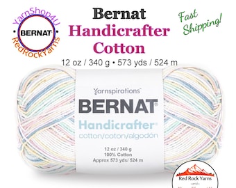 PRETTY PASTELS - 12oz | 573 yard! Bernat Handicrafter Big Ball 100% Cotton Yarn. Item 16203400065