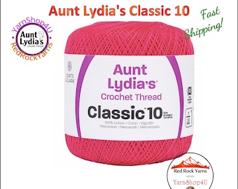 HOT PINK - Aunt Lydia's Classic 10 Crochet Thread. 350yds. Item #154-0332