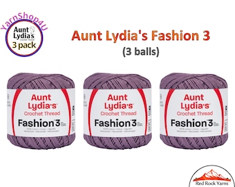 PLUM Fashion 3 Size Aunt Lydia Crochet Thread. One 3 Pack of Aunt Lydia's Fashion 3 Crochet Thread. 3 balls/150yds each. Item #182.0871