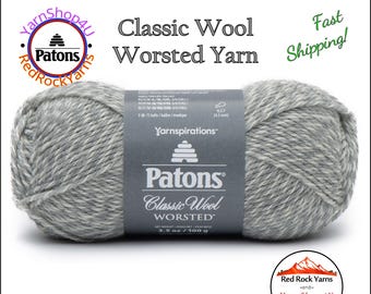 LIGHT GRAY MARL - Patons Classic Wool Worsted Yarn Medium Weight (4). 100% wool yarn. 3.5oz | 194 yards (100g | 177m)