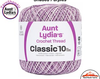 SHADED PURPLES - Aunt Lydia's Classic 10 Crochet Thread. 300yds. Item #154-0026