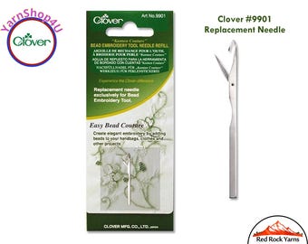 Refill Replacement needle for the Clover Kantan Couture Bead Embroidery Tool #9900. Easy replacement via screw on the handle. Clover #9901