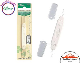 Double Needle Threader. Thin wire threader with a small end and large end and protective caps. Clover #462/NV (Improved)
