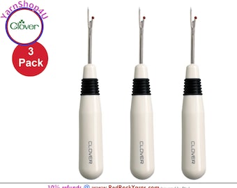 3 pack! Clover Seam Ripper. The seam rippers are 4.5" long and feature a fat ergonomic white plastic handle. Bulk Buy #482/W