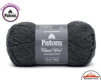 DARK GRAY MIX - Patons Classic Wool Worsted Yarn Medium Weight (4). 100% wool yarn. 3.5oz | 194 yards (100g | 177m)
