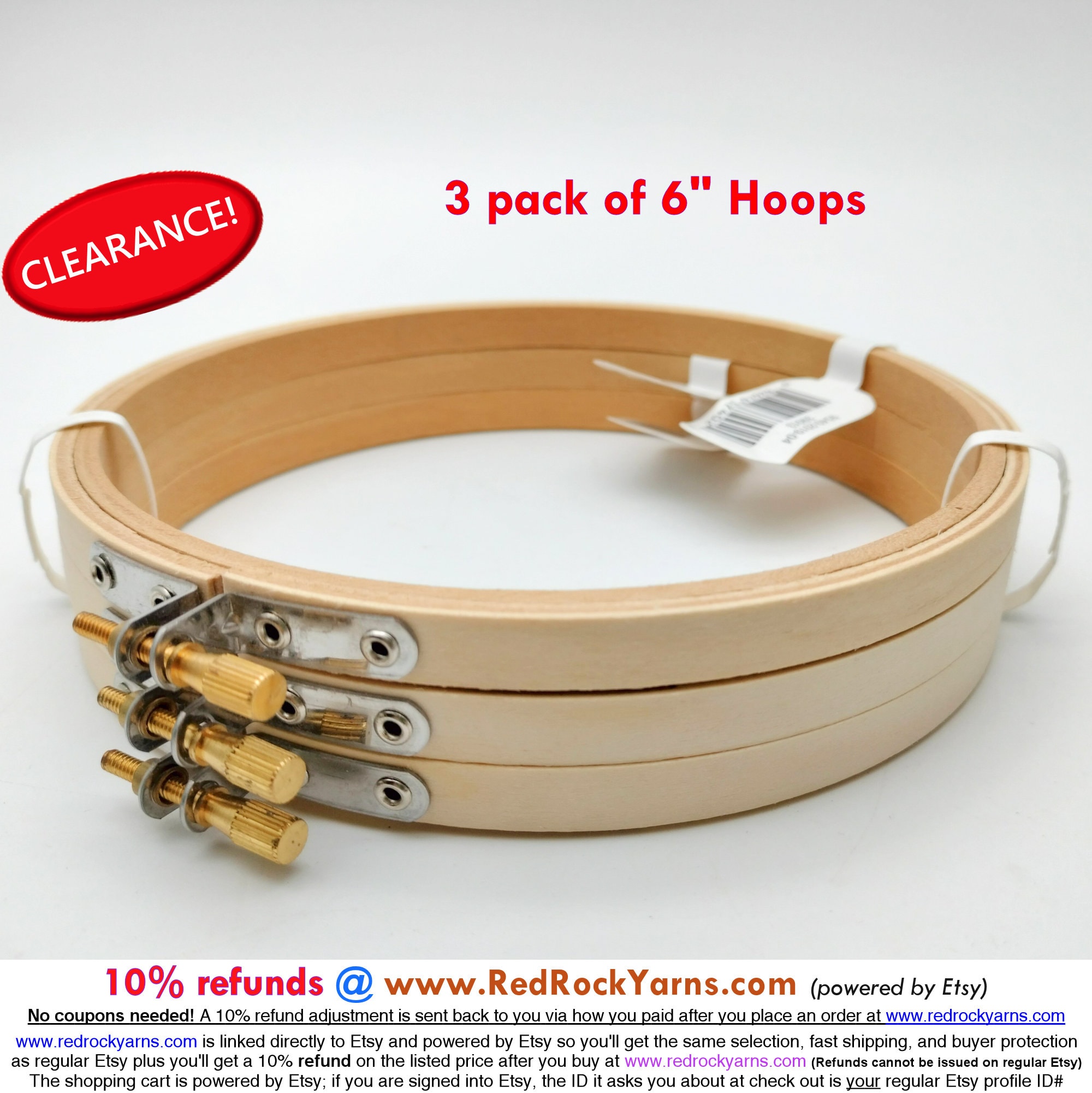 3 Pack! 6 Darice Embroidery hoops. Wood Embroidery Hoop with screw L
