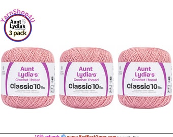 SOFT MAUVE 3 pack! Aunt Lydia's Classic 10 Crochet Thread. 350yds. Item #154-1040