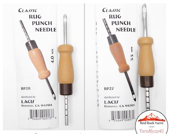 4.0 mm or 5.5 mm Lacis Tricot Rug Punch Needle. For Rug yarn. Use with loose woven canvas like burlap or monks cloth. Pick #RP27 or #RP28