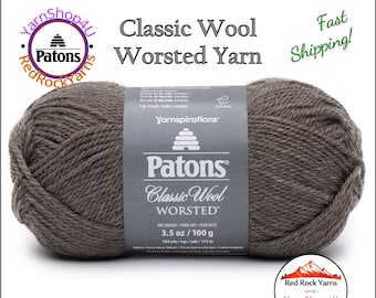 HEATH HEATHER - Patons Classic Wool Worsted Yarn Medium Weight (4). 100% wool yarn. 3.5oz | 194 yards (100g | 177m)