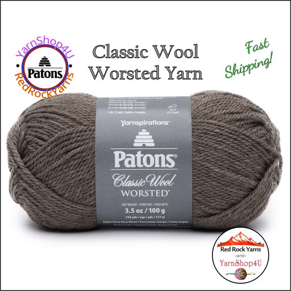HEATH HEATHER - Patons Classic Wool Worsted Yarn Medium Weight (4). 100% wool yarn. 3.5oz | 194 yards (100g | 177m)
