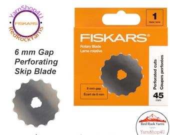Fiskars Perforated Rotary Blade. A pinking blade that with a 6mm skip gap between the cuts. 1 Blade/pkg