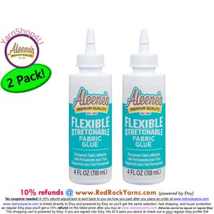 2 pack! Aleene's Flexible Stretchable Fabric Glue. 4 ounce bottle. Use for T-shirt Embellishing, Embroidery backing Glue and more, S155924