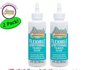 2 pack! Aleene's Flexible Stretchable Fabric Glue. 4 ounce bottle. Use for T-shirt Embellishing, Embroidery backing Glue and more, S155924