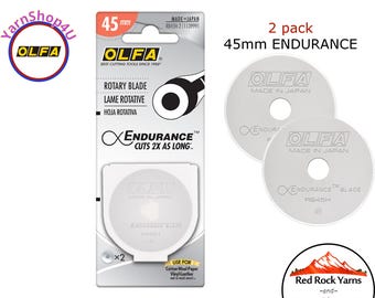 2 per package 45mm OLFA ENDURANCE BLADES. 45mm. This package contains 2 Endurance rotary blades. RB45H-2